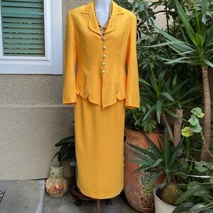 Vintage 80’s orange yellow DBio Man collection skirt set